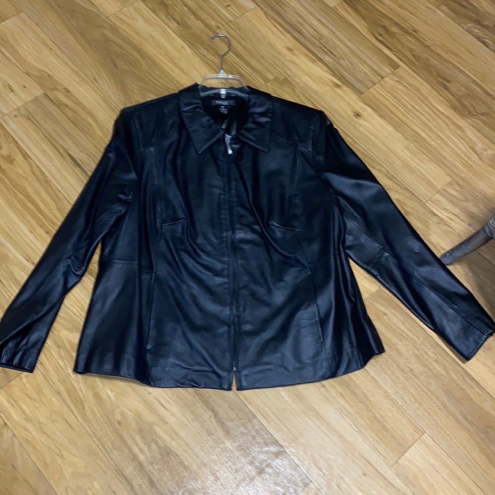 Style & Co size 18w leather jacket; more of a fitted look; but has stretch